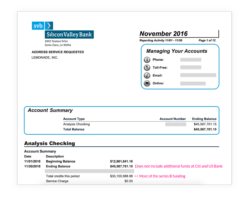 Lemonade Insurance Bank Account - Radical Transparency