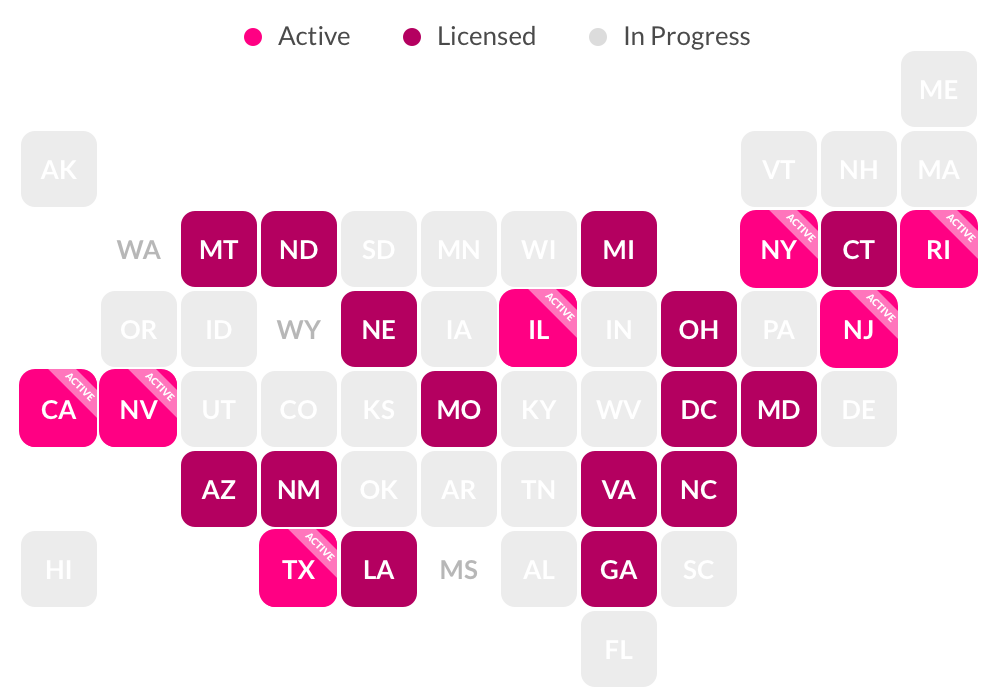 States in which Lemonade insurance is live