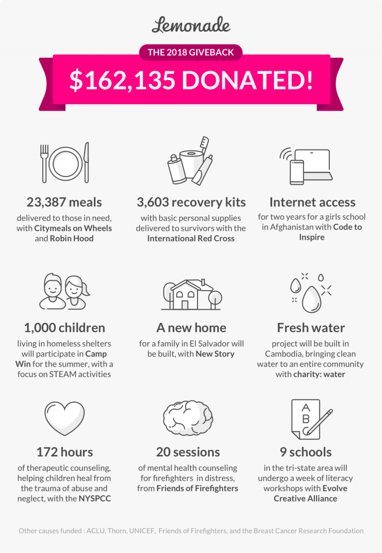 Giveback 2018 The Lemonade Social Impact Report Lemonade Blog