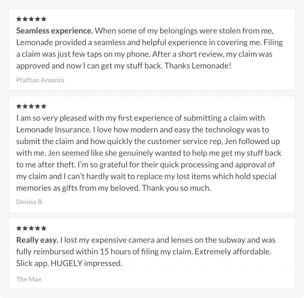 reviews from lemonade insurance customers