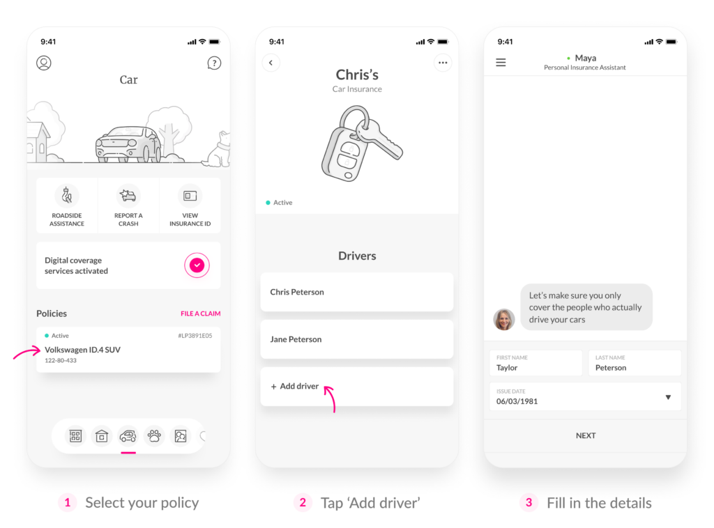 Add a driver to your policy with the Lemonade app