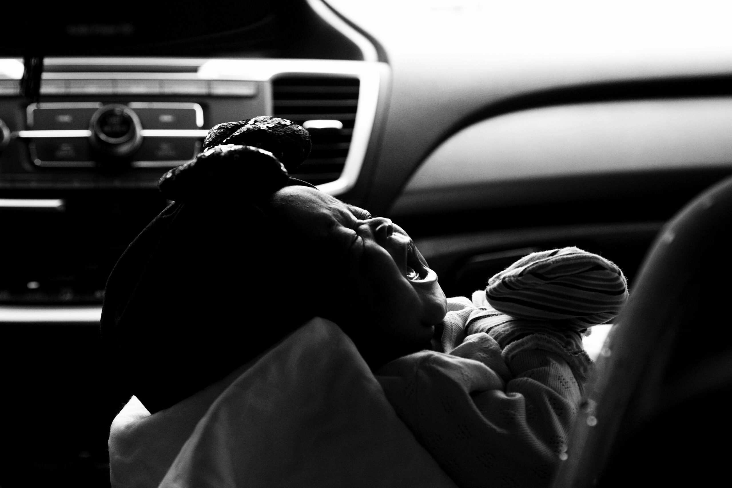 baby crying in car seat