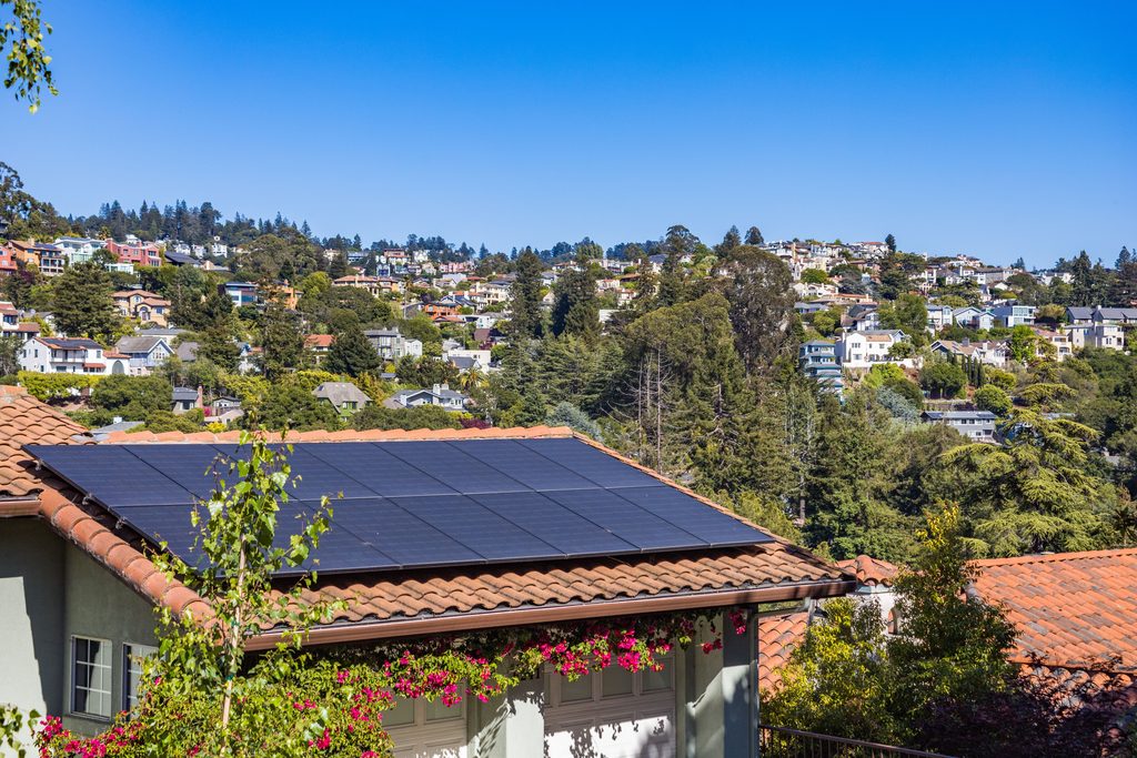 Roof-mounted solar panel