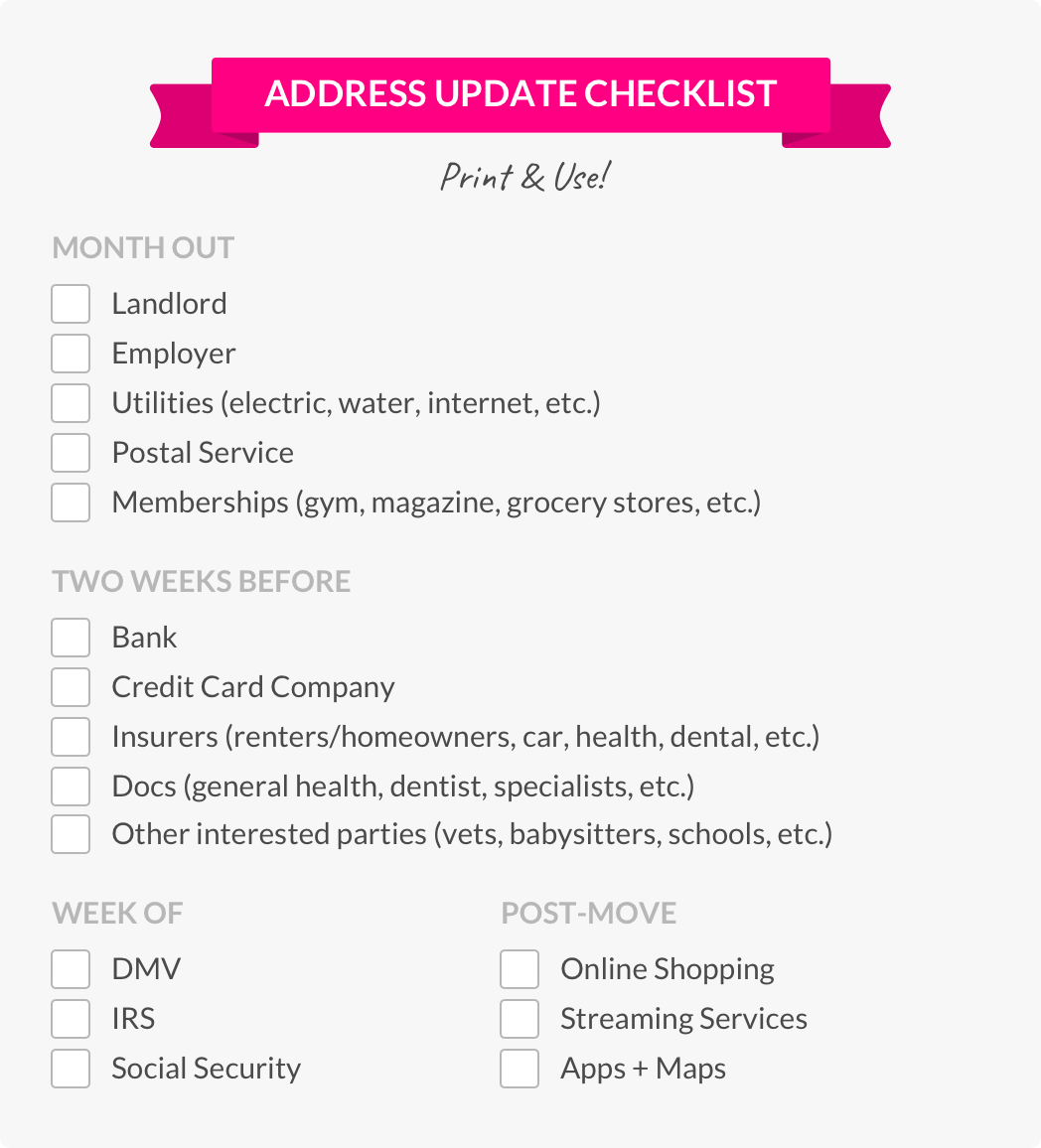 moving address checklist